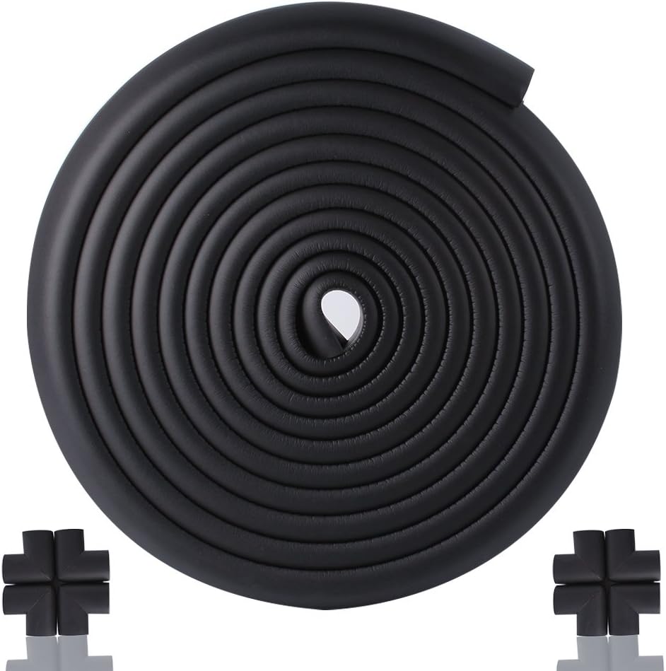 Safe Edge and Corner Cushion Guard Set - 18.9ft [16.5ft Edge + 8 Corners]; Baby Protection Edge Corner Premium Childproofing Guard Child Home Furniture Safety The Baby's Protector (Black) joytimeWH