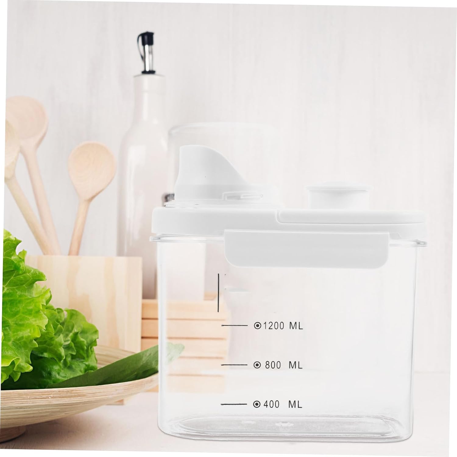 TIDTALEO Airtight Rice Storage Bin with Lid 2.8l White Sealed Grain Dispenser Container Moisture Resistant for Kitchen Pantry Organization