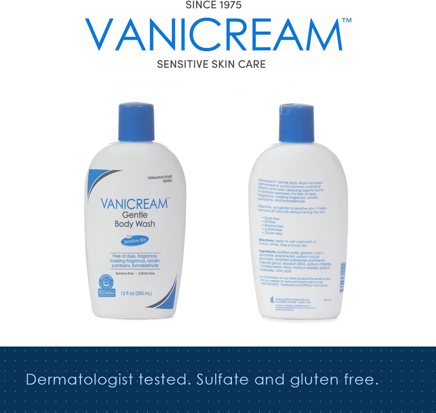 Vanicream Shampoo + Conditioner + Body Wash Bundle (12 Fl Oz Each) - Formulated for Sensitive Skin