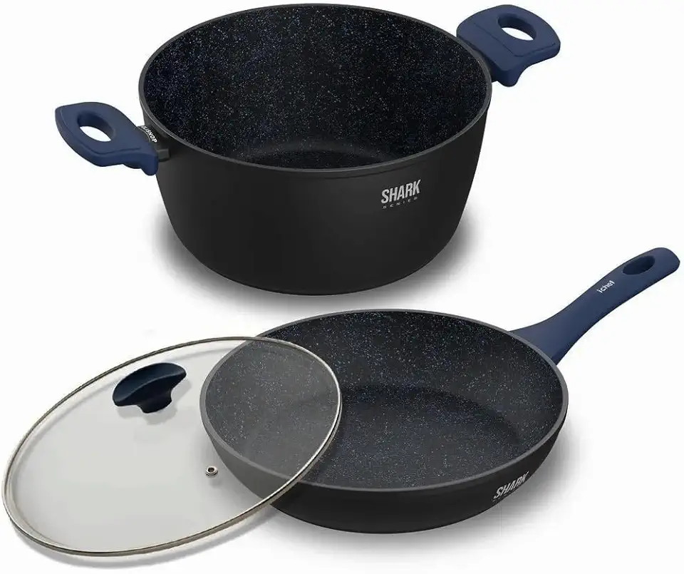 ICHEF POLISHOP Panelas Home Sauté Grand e Family Size com Tampa de Vidro 24Cm Azul