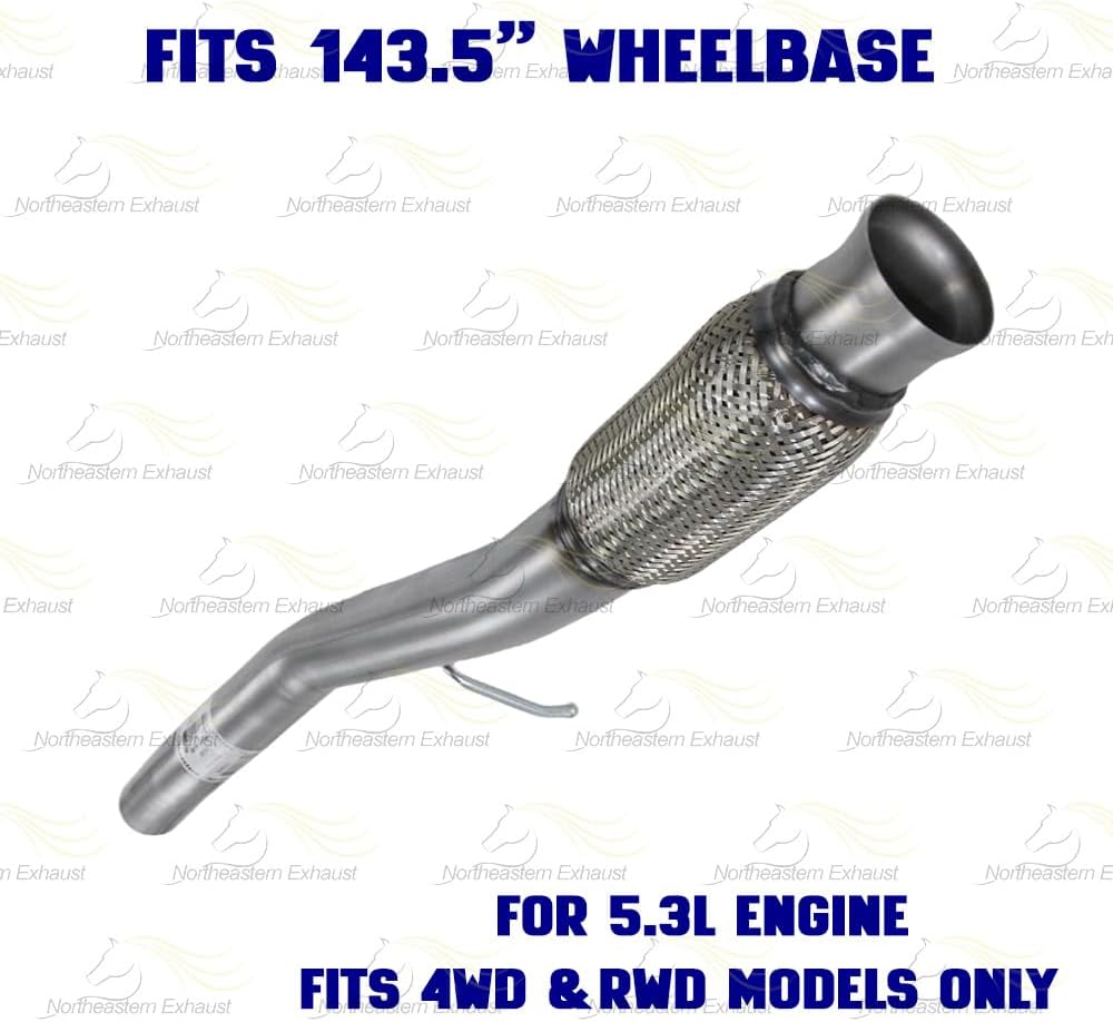 Exhaust Pipe w/Muffler & Resonator Kit Compatible with Chevy Silverado 1500 2014-2018 4.3L, 5.3L 143.5" WB | Stainless Steel | Northeastern Exhaust | Includes Clamps and Hangers | Direct-Fit