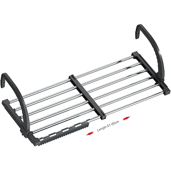 ANEWSIR Radiator Clothes Dryer Balcony Clothes Dryer Wall Clothes Airer Foldable Stainless Steel Extendable Hanging Dryer 51-95 cm Windproof Sock Hanger Included