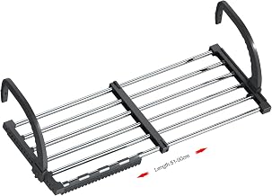 ANEWSIR Clothes Racks for Balcony/Radiator/Wall, Extendable Stainless Steel Wall Clothesline, Folding Clothes Airer (Length: 51-95 cm), Drying Socks Included.