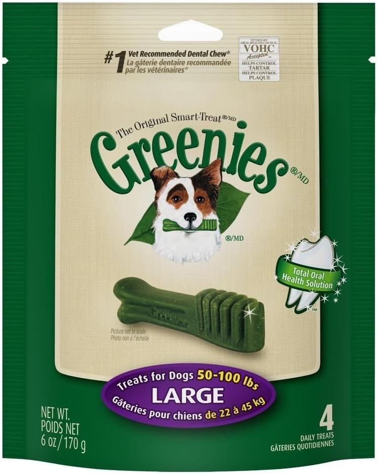 Greenies Original Dental Dog Chews Large - 4 Treats - (Dogs 50-100 lbs) - Pack of 2