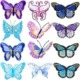 12 PCS Butterfly Patch Sew On, PAGOW Butterfly Embroidered Iron On Patches, Iron Sew On Embroidered Applique Decoration Sewing Patches for Bags, Jacket, Jean, Clothes DIY Patches,12 Bright Color