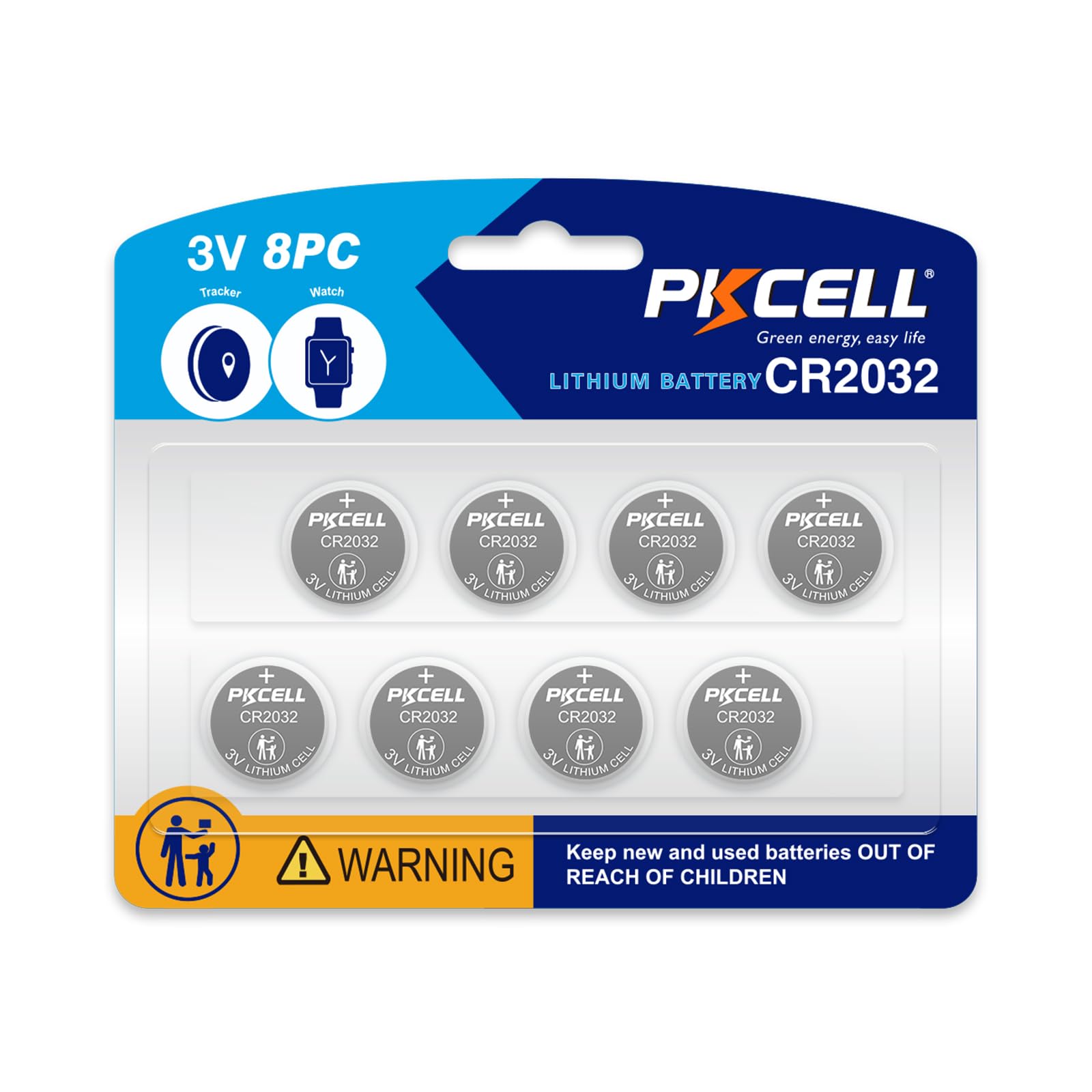 PKCELL CR2032 Batteries 8-Pack 2032 Lithium Battery CR2032 Lithium 3V Coin Battery