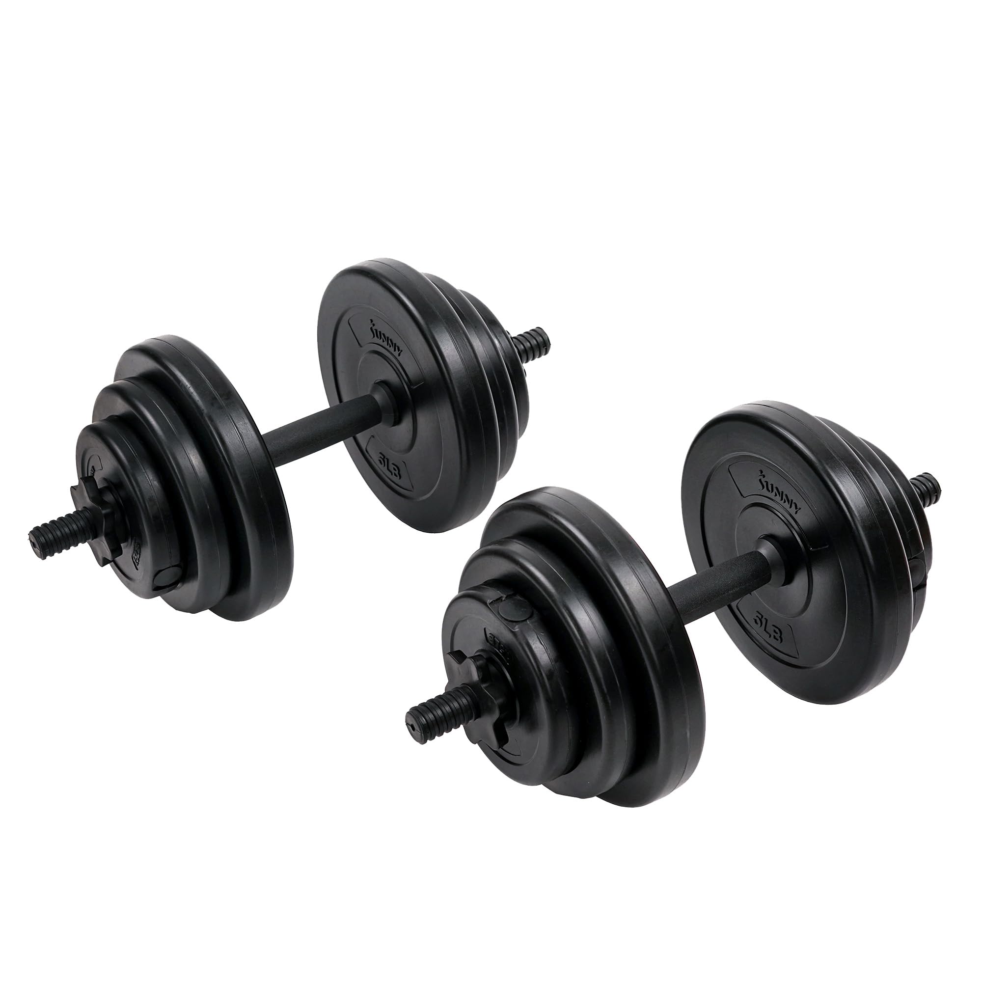 Sunny Health & Fitness Exercise Vinyl 18 KG Dumbbell Set Hand Weights for Strength Training, Weight Loss, Workout Bench, Gym Equipment, and Home Workouts - NO.087
