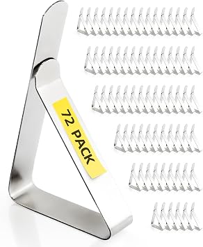 72 Pack Tablecloth Clips, Table Cloth Holder, Silver | Stainless Steel, Heavy Duty Tablecloth Cover Clamps, Ideal for Picnics Restaurant Marquees Weddings Graduation Party