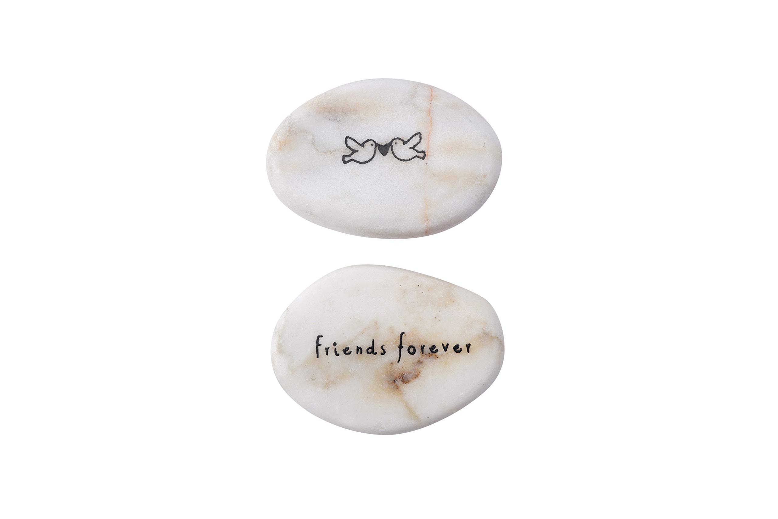 Cgb Giftware Black | Single Marble ‘Friends Forever' Double Sided Decorative Pebble Stone Ornament Keepsake With Sentiment Wording And Design | Gb03514j