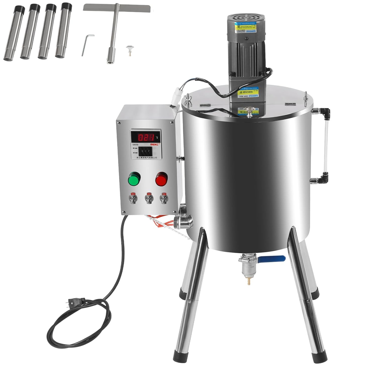 15L Stainless Steel Lipstick Filling Machine w/ Heater & Stirrer - 110V 120W Mixing Tank for Cosmetics, Candles, Ointments, Paste (YK-15L)