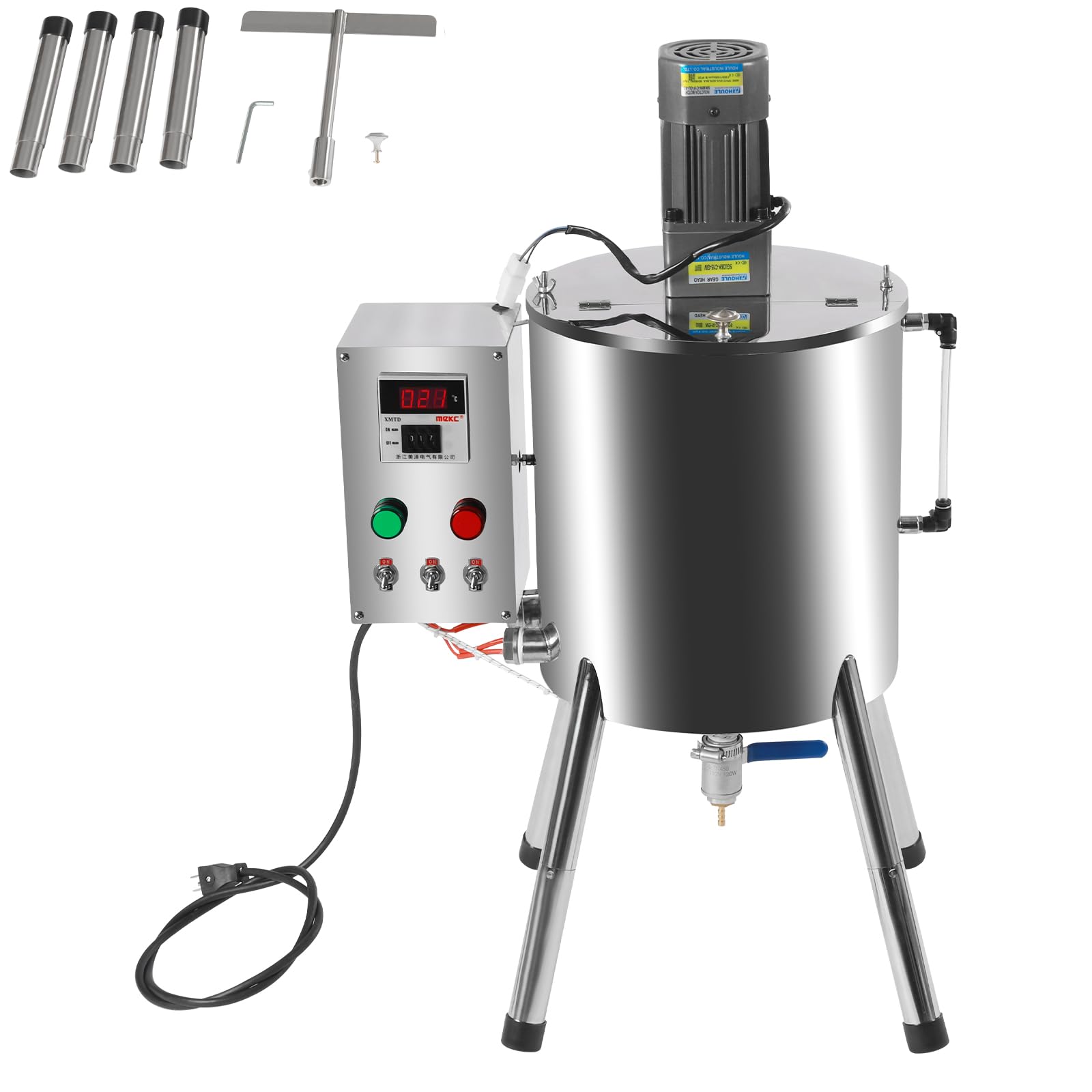 Heating Mixing Filling Machine, 120W 110V Tirring Tank Lipstick Liquid Paste Filler Stainless Steel Lipstick Candle Heat Filler w/Stirrer for Dissolving Shoe Polish Ointment Petroleum Jelly (15L)