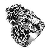 Fashion Frill Charming King Lion Silver Plated Stylish Silver Ring For Men Boys Ring Band Rings Stainless Steel Chain Rings for Men | Accessories Jewellery for Men | Birthday Gift