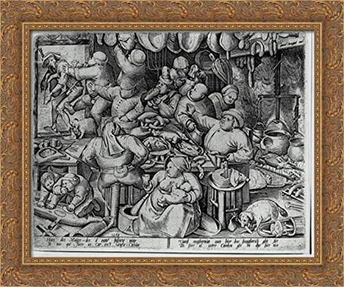 The Fat Kitchen 24x20 Gold Ornate Wood Framed Canvas Art by Pieter Bruegel the Elder