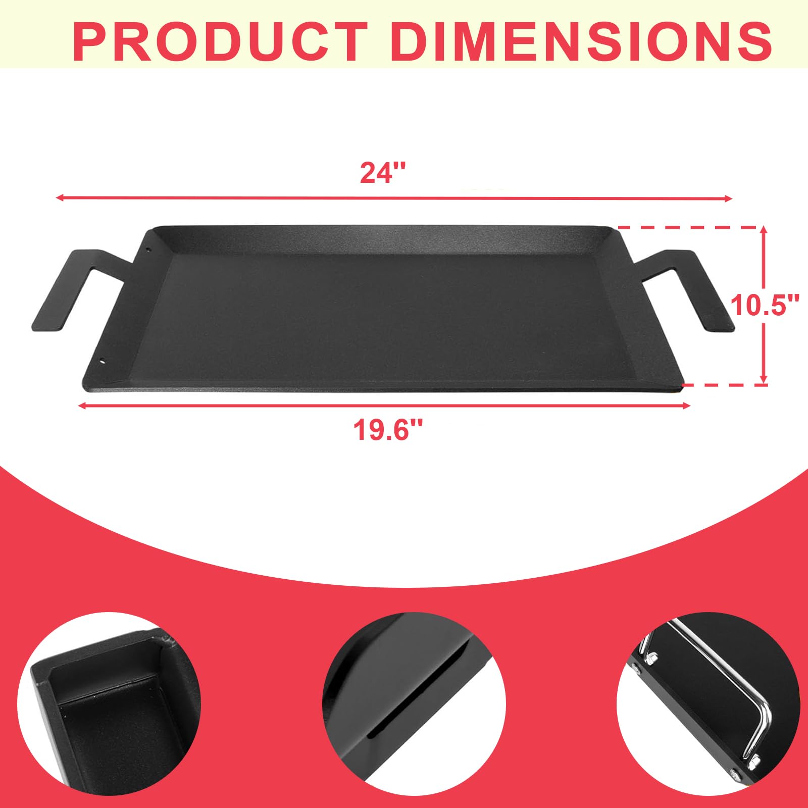 Plancha universal de acero al carbono para parrilla de gas, sartén para estufa, horno de estufa versátil, placa de inducción, placa superior plana para Charbroil, etc. Parrilla de gas y carbón de 24 x 3
