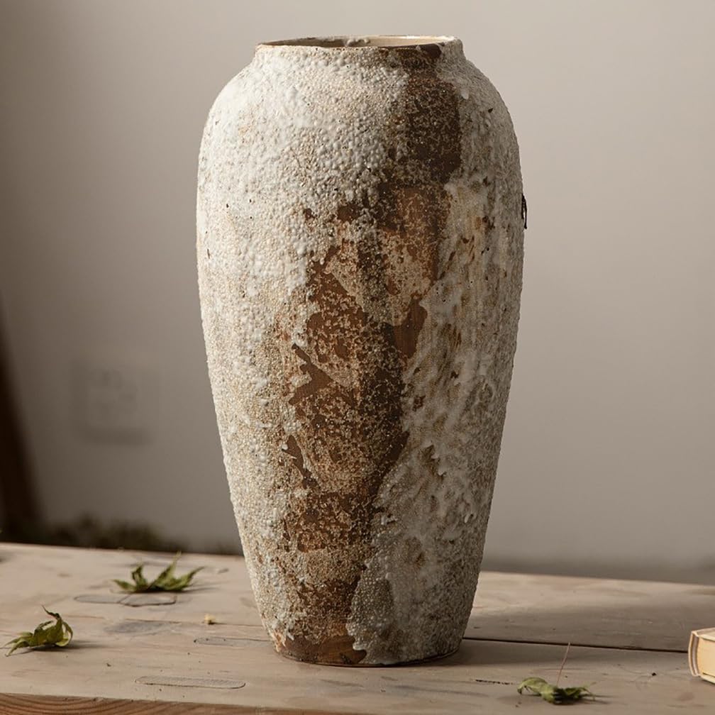 Bodenvase Groß Keramik Vasen Keramik Vintage Terrakotta Rustikale Bauernhaus Wohnzimmer Deko füR Teestube Tisch Studie 10 * 17 * 34CM