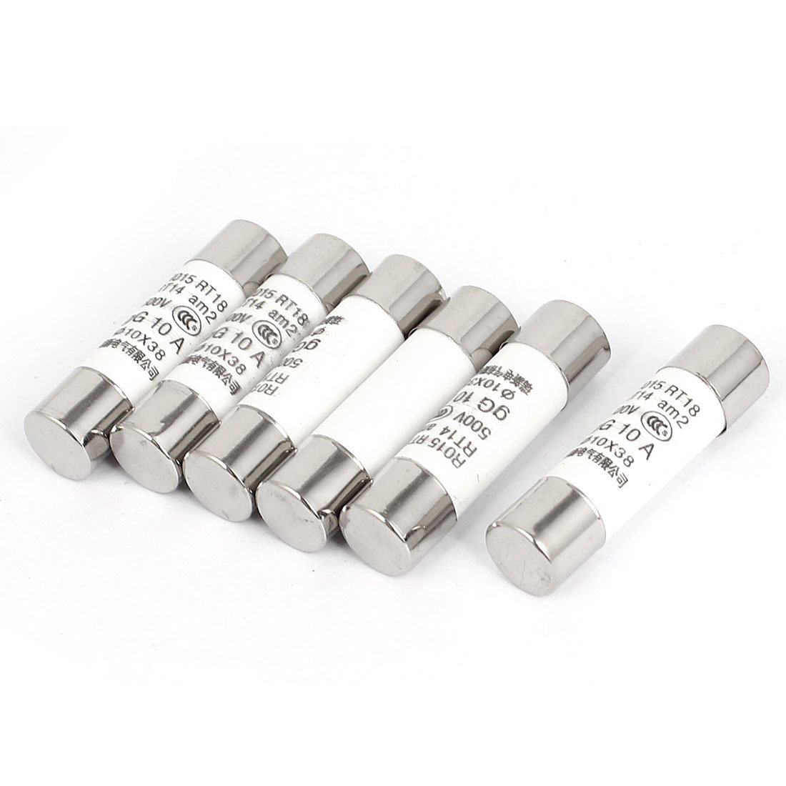 Sourcingmap AC 500V 10A RO15 RT18 RT14 10x38mm Cylindrical Ceramic Tube Fuses 6pcs