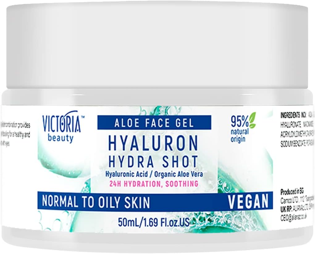Hyaluronic Acid Moisturiser for Oily Skin - with Aloe Vera and Niacinamide - Mattifying Oil Free Gel Moisturiser - Day and Night - for Men and Women - 95% Natural, Vegan, 50ml