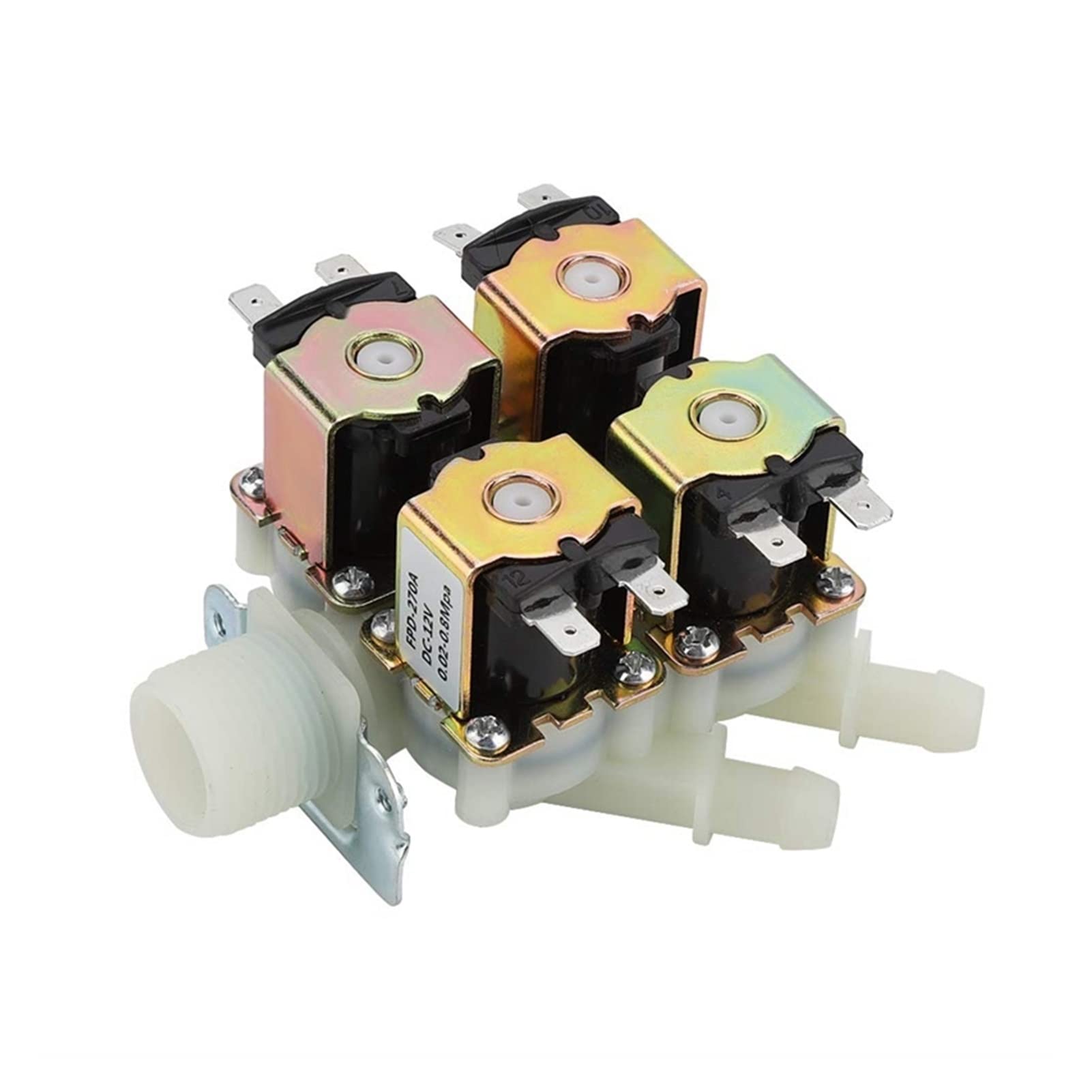 Valve Water Inlet DC12V DN20 G3/4 inch 1 in 4 Out Plastic Solenoid Electromagnetic Normally Closed Drain Valv