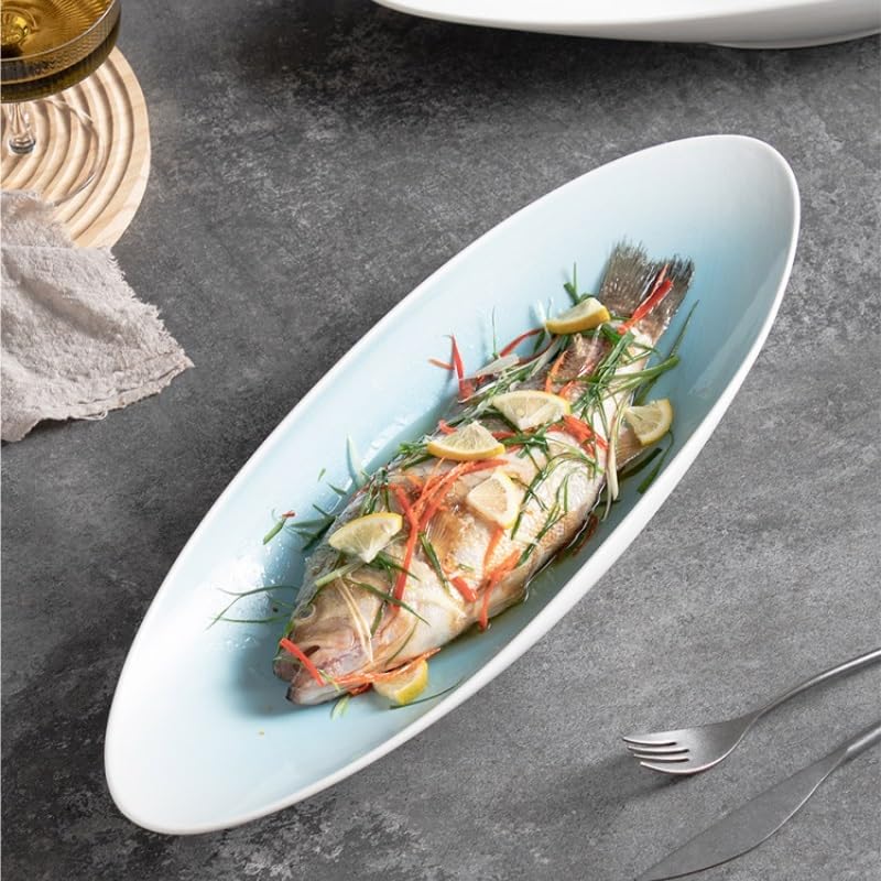 Platos de Cena platear de Cena de Estilo Chino platear de Pescado al vapeur for el hogar platear de Pescado Especial platear de Cena de cerámica Vajilla Comercial for hoteles Platos de Pasta(B)