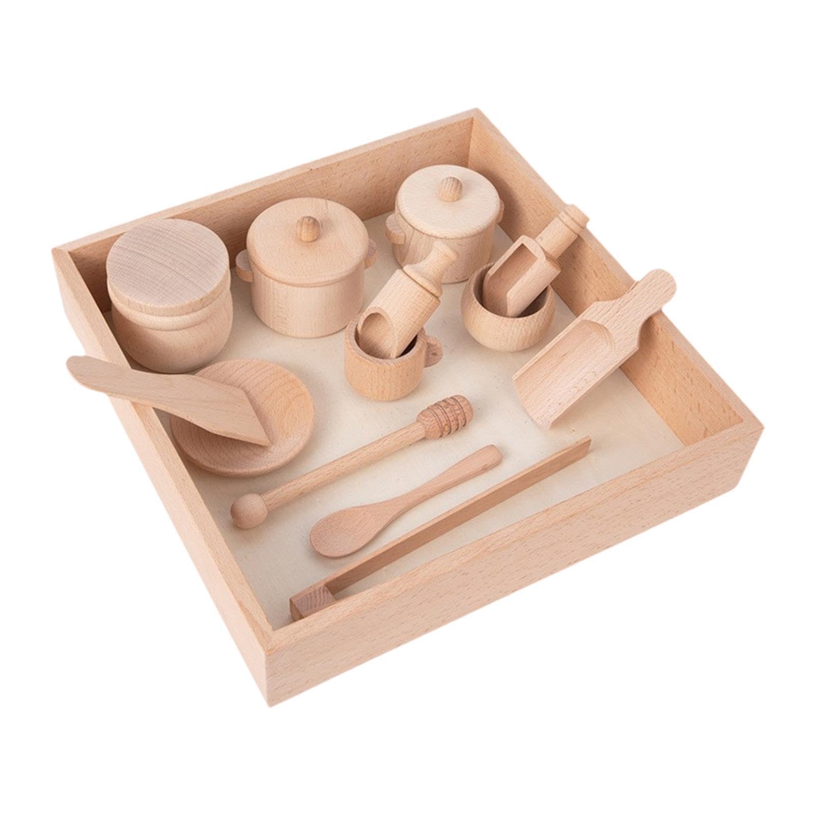 Set di 14 Strumenti per Contenitore Sensoriale, Giocattoli Sensoriali Interattivi per Genitori E Figli, Palette di Legno.