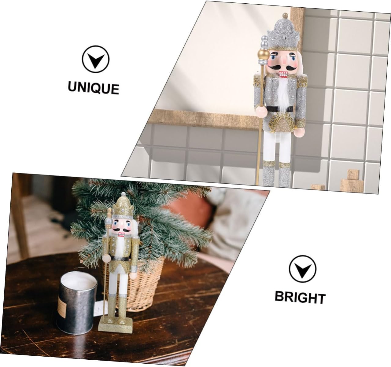 Uonlytech 3pcs Christmas Nutcracker Soldier Figurines Wood Craft Set Traditional Holiday Nutcracker Decoration Ornaments for Xmas Table and Shelf Display