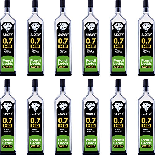 Bememo 360 Pack Lead Refill 0.7 mm HB Break Resistant Mechanical Pencil Lead, 30 Pack Per Tube, 12 Tubes