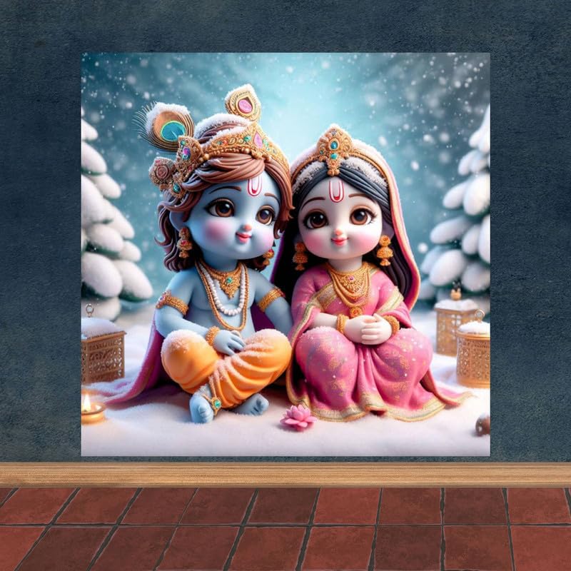 Image of British Terminal Cute little Bal Gopal Baby God Krishna| Kanha Ji | Laddu Lord Makhan Chor Painting Religious Poster for Pregnant Women for wall (matt thin vinyl,sticker,multicolor,unframed)| bj391