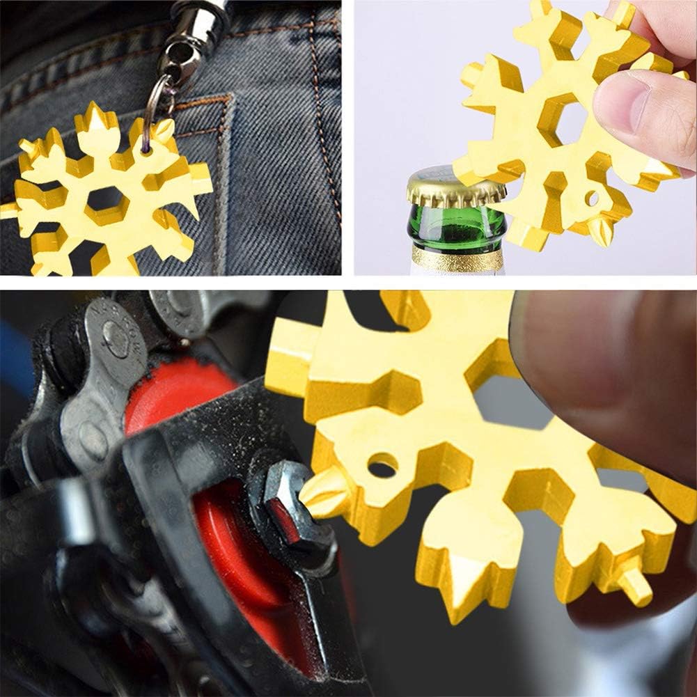 3 Pack Snowflake 18-in-1 Multi Tool, Stainless Steel Snowflake Bottle Opener/Flat Phillips Screwdriver Kit/Wrench, Durable and Portable to Take - - 