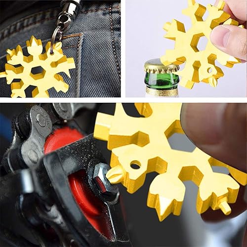 Miniatura 6 de Paquete de 3 multiherramientas 18 en 1 de copo de nieve, abridor de botellas de acero inoxidable, kit de destornilladores Phillips planosllave,