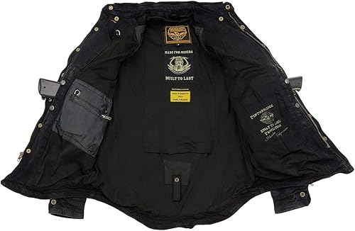 Miniatura 8 de Milwaukee Leather MPM1620 Camisa de franela negra para hombre con armadura aprobada por la CE - Reforzada con fibras de aramida