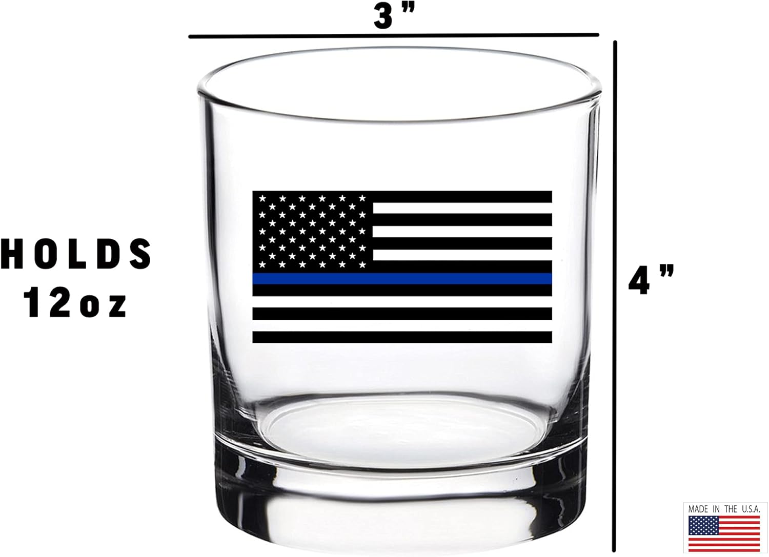 Rogue River Tactical Thin Blue Line Old Fashioned Whiskey Glass Drinking Cup Gift For Police Officer Law Enforcement - Image 3
