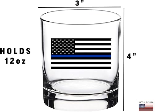 Miniatura 3 de Rogue River Tactical Línea azul fina regalo de cristal de whisky anticuado para la aplicación de la ley del oficial de policía