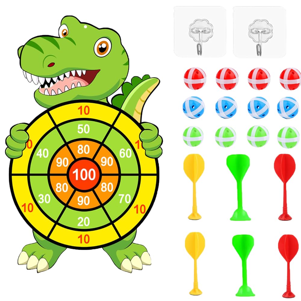 Dinosauri Freccette per Bambini Bersaglio per Bambini da 76 cm Bersaglio Freccette Bambini Hanging Dart Lanciare di Gioco Giochi per al Coperto e all'aperto