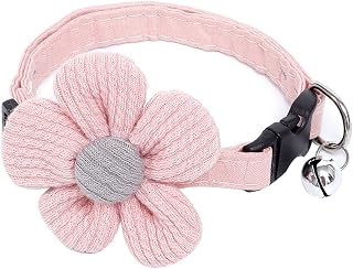 Cat Collar with Flower, Kitty Kitten Necklace for Cats & Small Dogs Nylon Safety Pet Collar Quick Release Buckle(1 Pack) (Pink)
