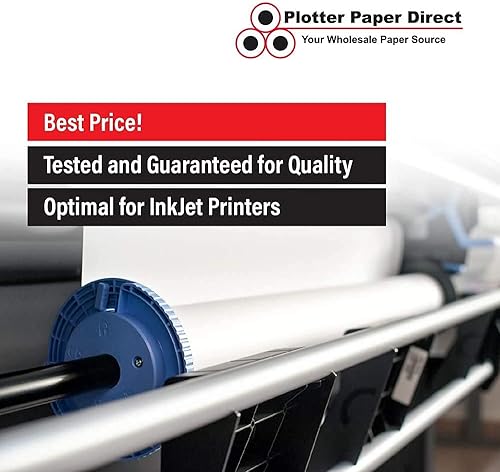 Miniatura 3 de PlotterPaperDirect - Rollos de papel CAD de 36 x 100 pies, 46 libras. Papel blanco brillante recubierto de 95 sobre un núcleo de 2 pulgadas, papel