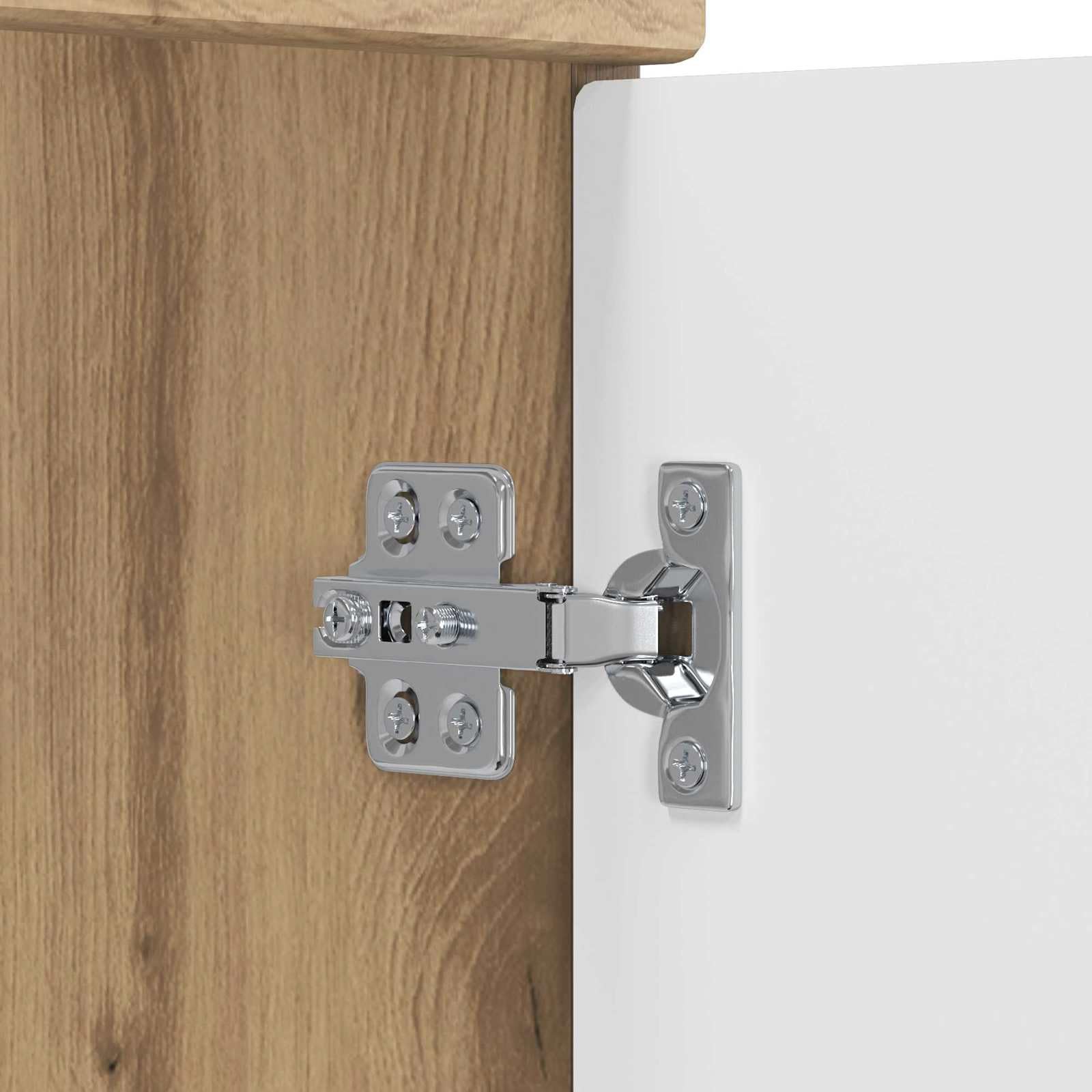 Mueble de baño de roble Artisan, 54 x 41 x 70 cm, material de madera con espacio de almacenamiento, asas empotradas, puerta y estante, ahorra espacio como armario bajo lavabo para baño moderno