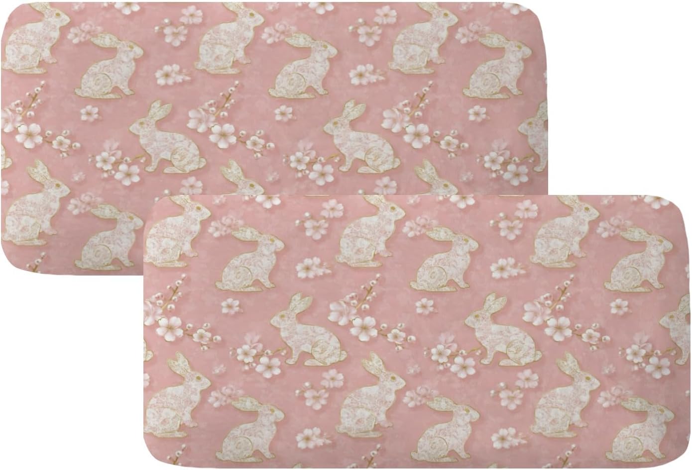 Lace Bunny Bloom Loveseat Covers Couch Covers for 2 Cushion Couch, 2-Piece Stretch Sofa Slipcovers Anti-Slip Washable Furniture Protectors for Dogs Pets