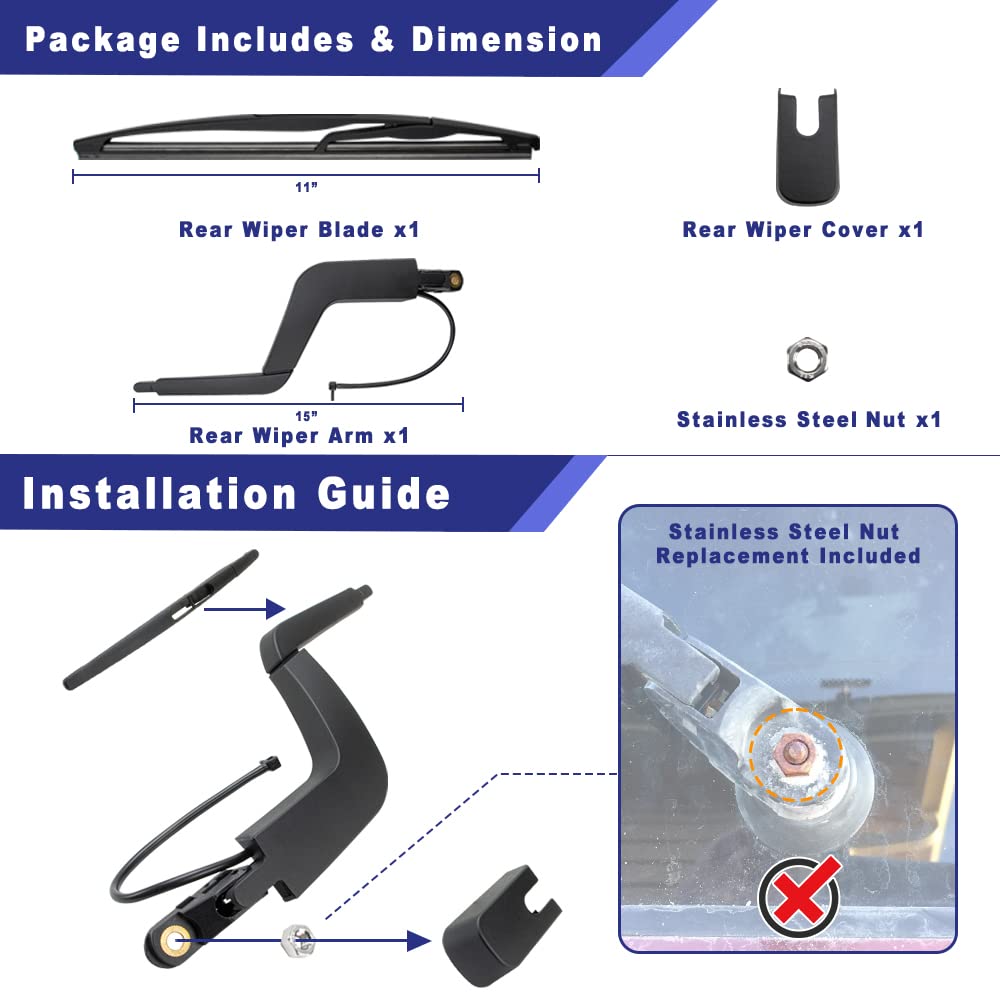 2007- GMC Acadia Saturn Outlook Tailgate Rear Window Wiper Arm & Blade