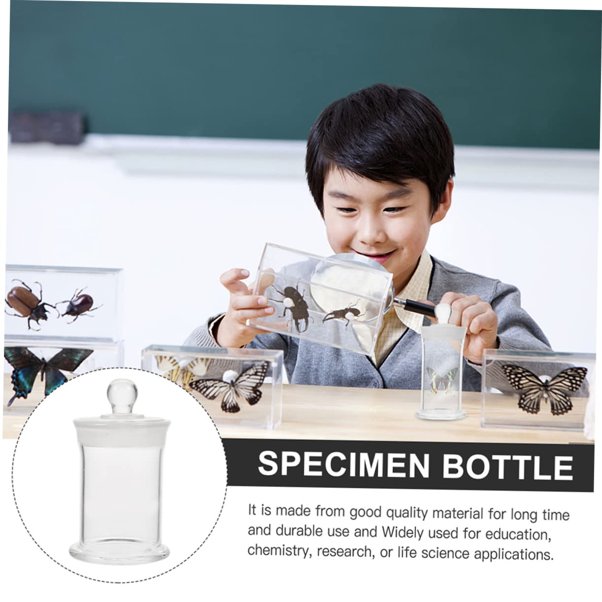 PRETYZOOM Botella de Muestra de Laboratorio de Vidrio Borosilicato 2 Piezas | Tapa, para Almacenamiento de Líquidos y Especímenes, Uso en Colegios, Fácil de Limpiar