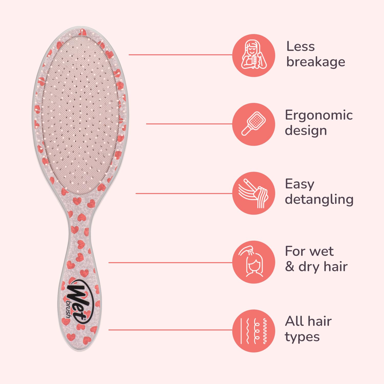 Wet Brush Orijinal Detangler Saç Fırçası, Mickey & Minnie (Disney Love) - Ultra Yumuşak IntelliFlex Kıllar - Dolaşık Açıcı Fırça Dolaşık Açıcı (Islak Kuru ve Hasarlı Saçlar) - Kadınlar ve Erkekler