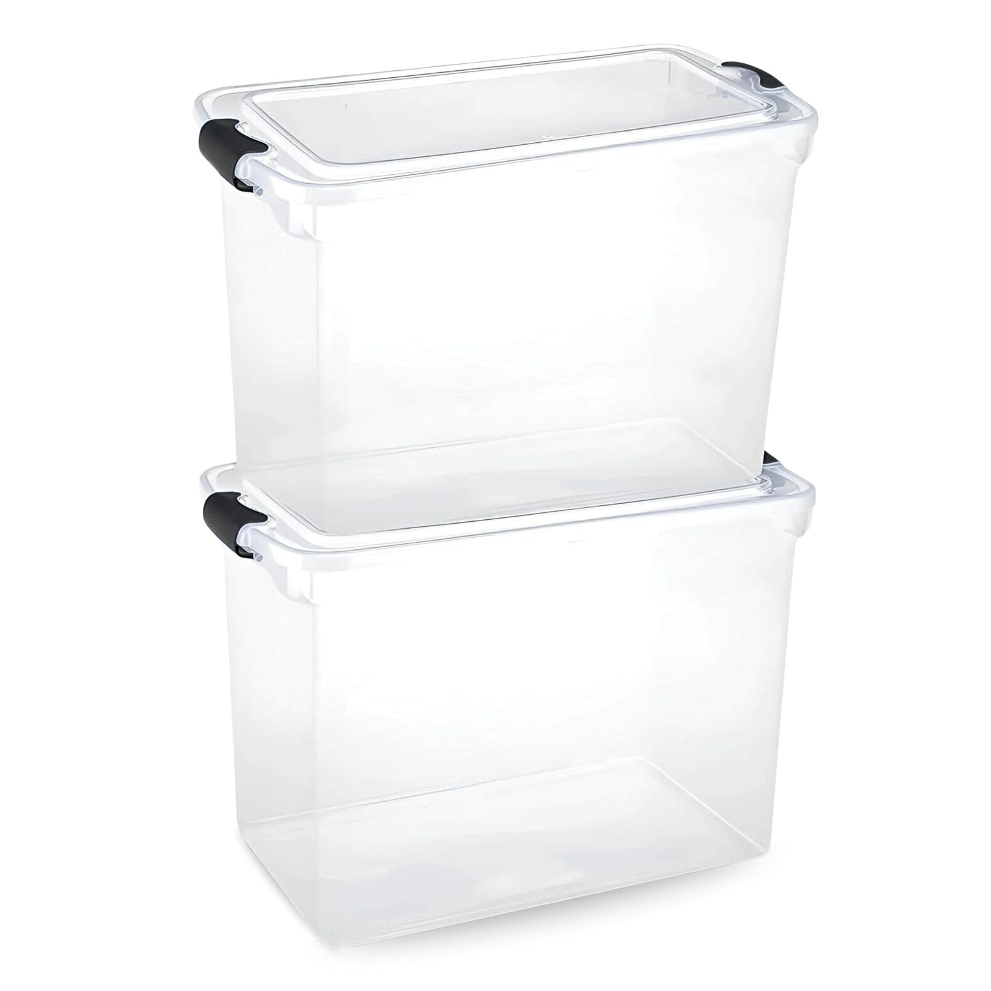 HOMZ 2-Pack Storage Bins Gray Latch