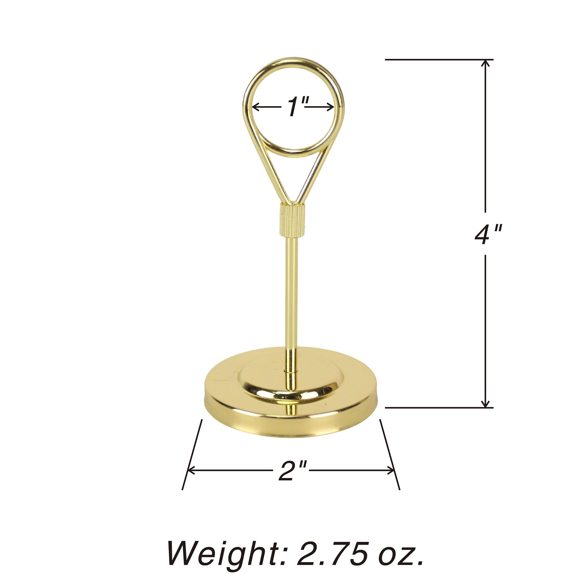 BARsics 12 soportes dorados de alta calidad para tarjetas de mesa con soporte de base pesada y clip