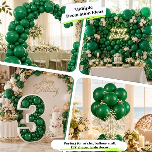 Image of Togvu Green Balloons, 50Pack 5 Inch Small Mini Dark Green Latex Party Balloons for St. Patrick's Day Graduation Dinosaur Jungle Golf Theme Birthday Party Decorations