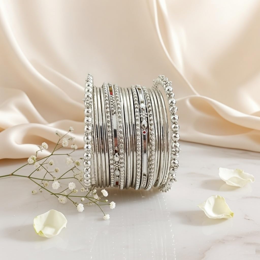 Efulgenz Oxidized Indian Bangles for Women Indian Oxidized Jewelry Boho Vintage Antique Tribal Indian Oxidized Bracelet Bangles Set Jewelry (20 Pcs)