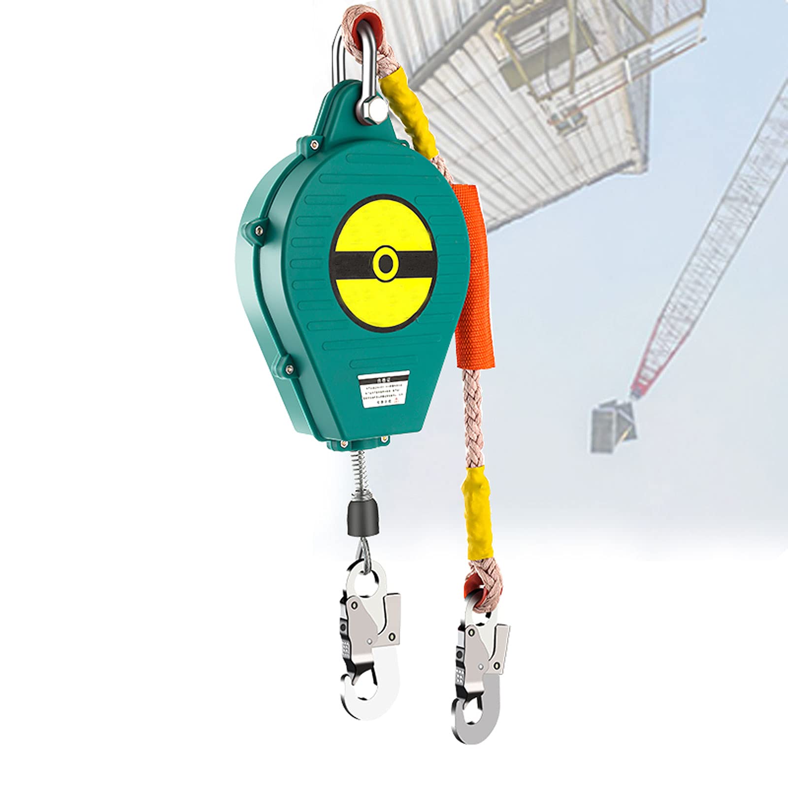 Antichute a Rappel Automatique, 3-20m, Harnais de Securite Anti Chute Professionnel pour Toiture et D’échafaudage, Ligne de Vie Auto-Rétractable avec Corde de Sécurité Ignifuge, Charge: 150Kg