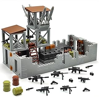ZHX Military Base Building Brick Set for Army Minifigure War Accessories, Defence Base Guard Tower Guns Weapons Building Block Toy for Kids 8 10 12 14 Years