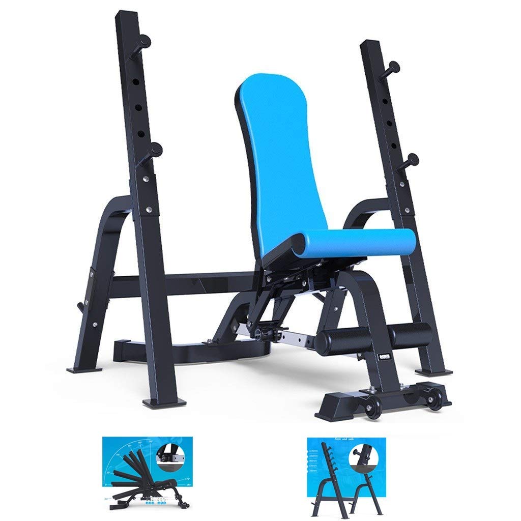 AYCDL Dip Stands Multifunctional Squat Rack Weightlifting Bed/Barbell Bed Fitness Equipment Bench Press Rack Home Dumbbell Bench Fitness Chair Squat Bench Press, Safe Weight Be,Blue