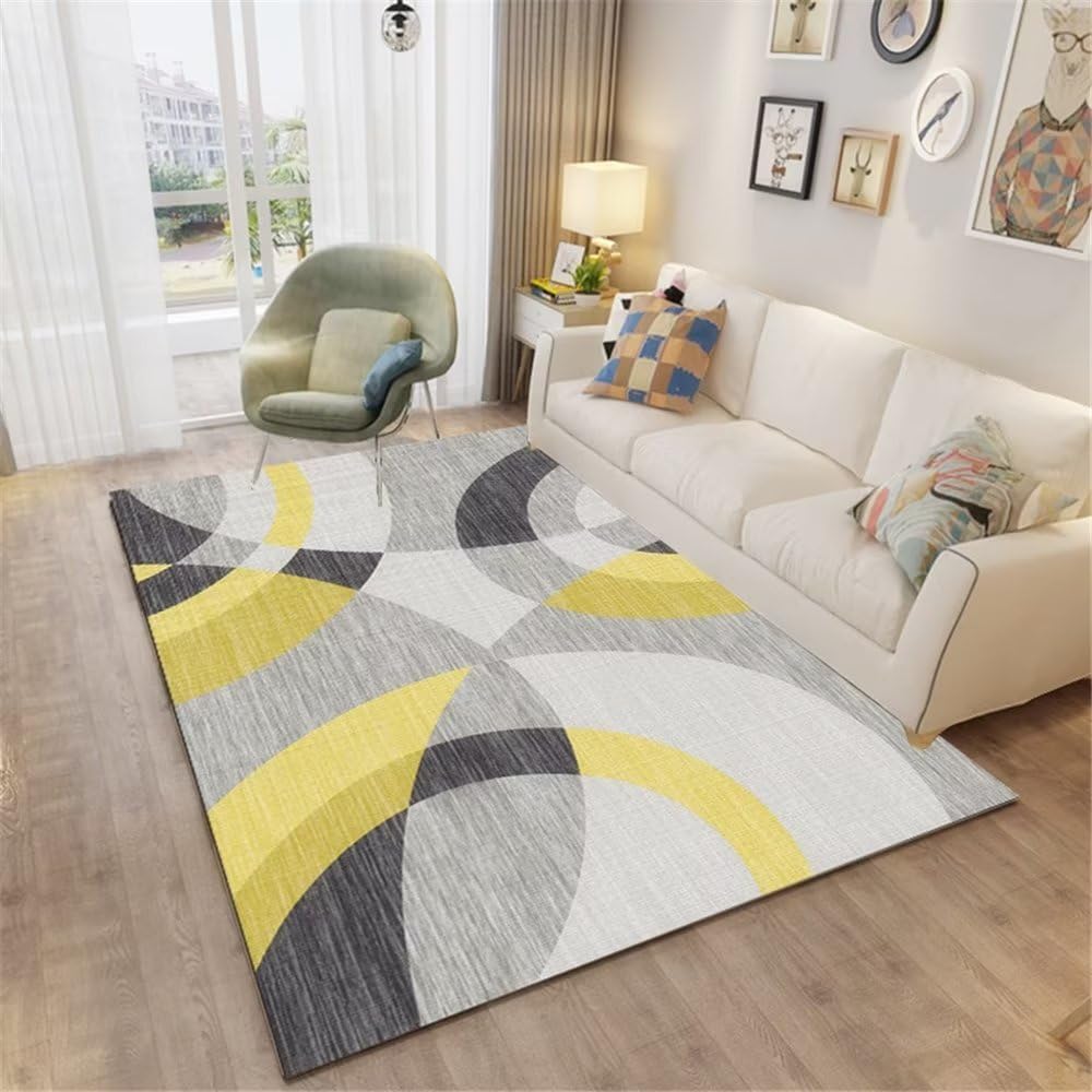 Tapis de chambre jaune anti-acariens 180x250cm pour éliminer les allergies