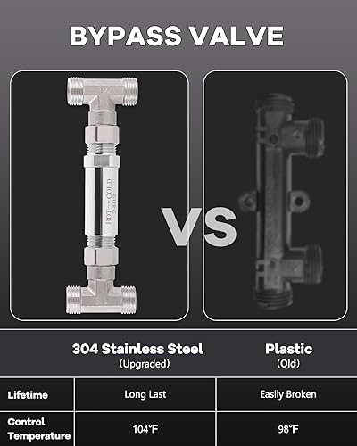 Miniatura 3 de Kit de bomba de recirculación de agua caliente instantánea con válvula de derivación de acero inoxidable 304 para calentadores de agua de tanque,