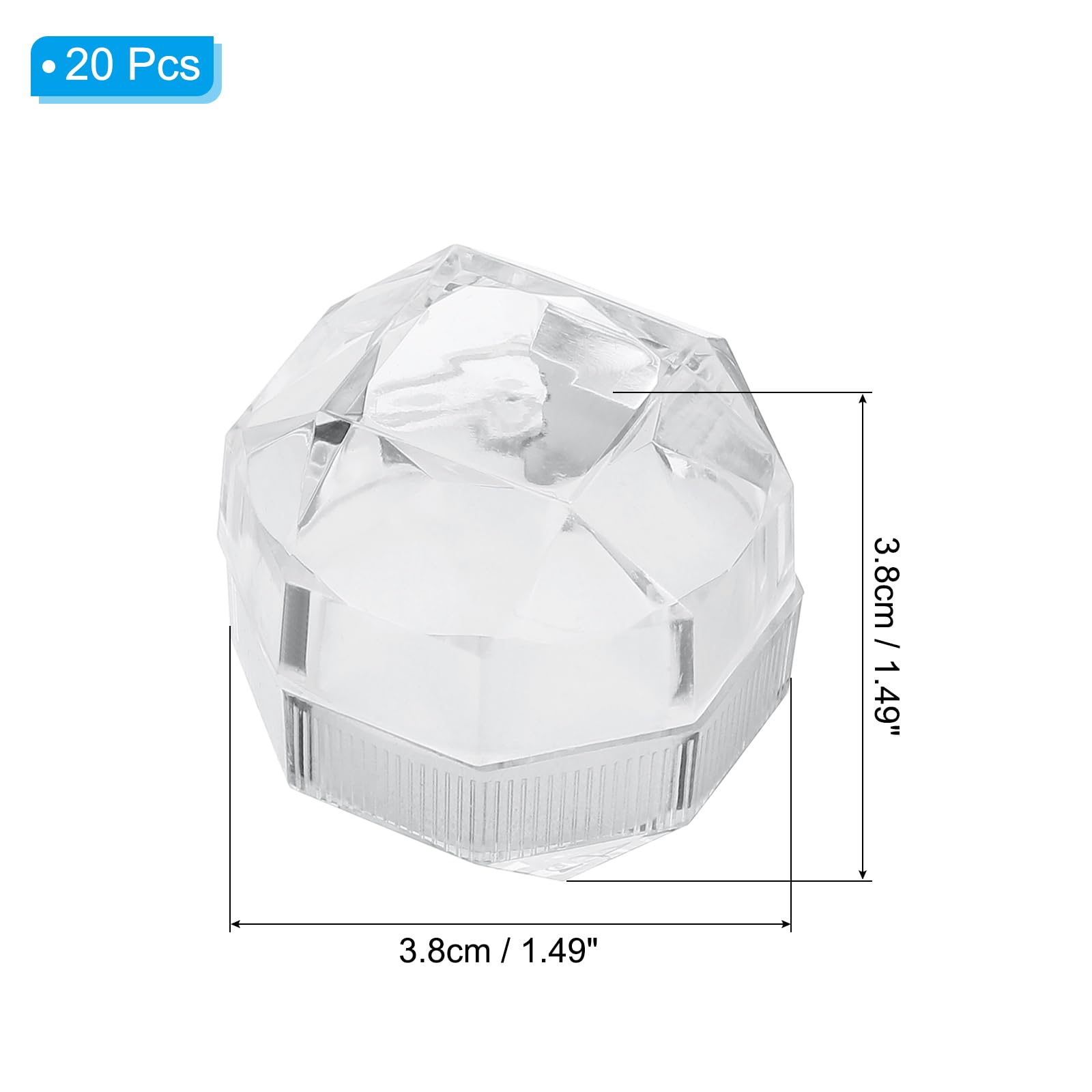 Boîtes à Bague Transparentes – Lot De 20 – 3,8x3,8x3,8 Cm – Avec Insert En Mousse – Pour Mariage Ou Vitrine